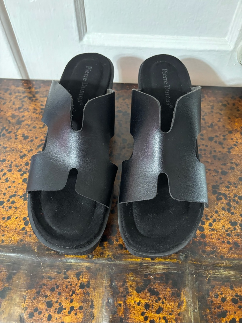 Pierre Dumas Black Slide Heeled Sandals